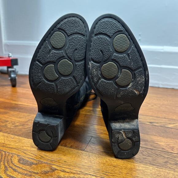 Born Black Suede Over the Knee Riding Boots Women’s 8M Tie Back Zip Tall Comfort - Picture 8 of 14